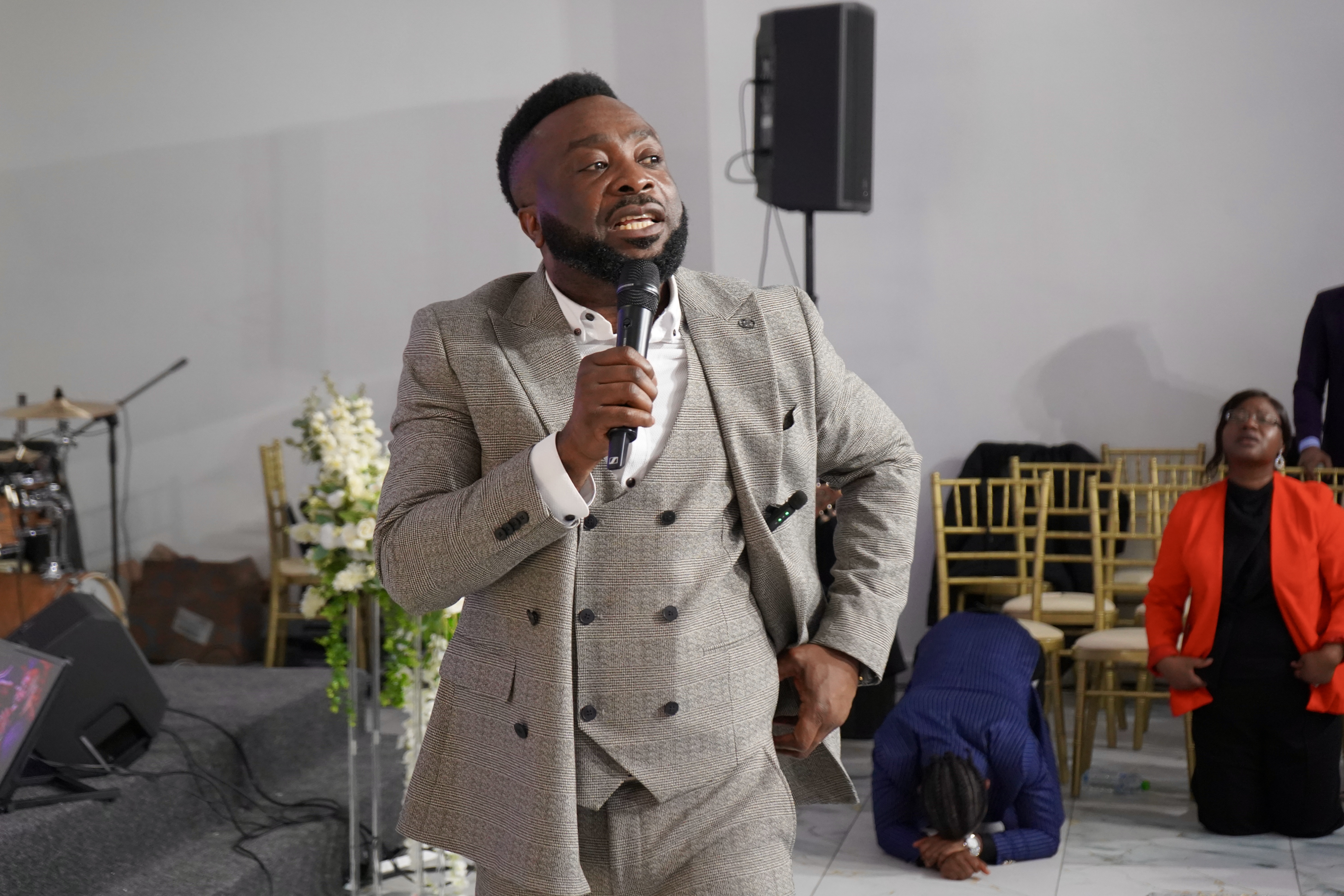 Pastor Phreddy ministering during the first service